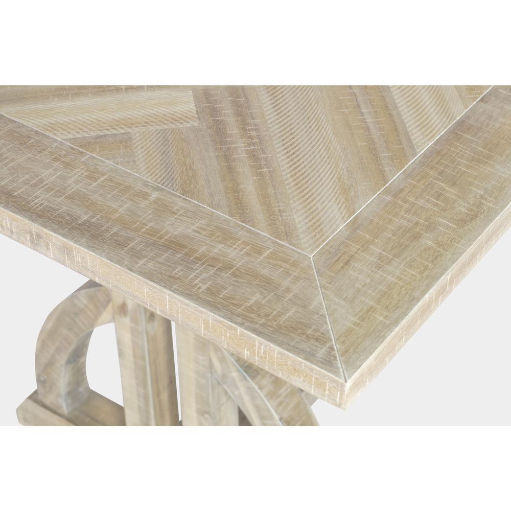 Transitional Herringbone Distressed Acacia Counter Height 78" Dining Table. Picture 5