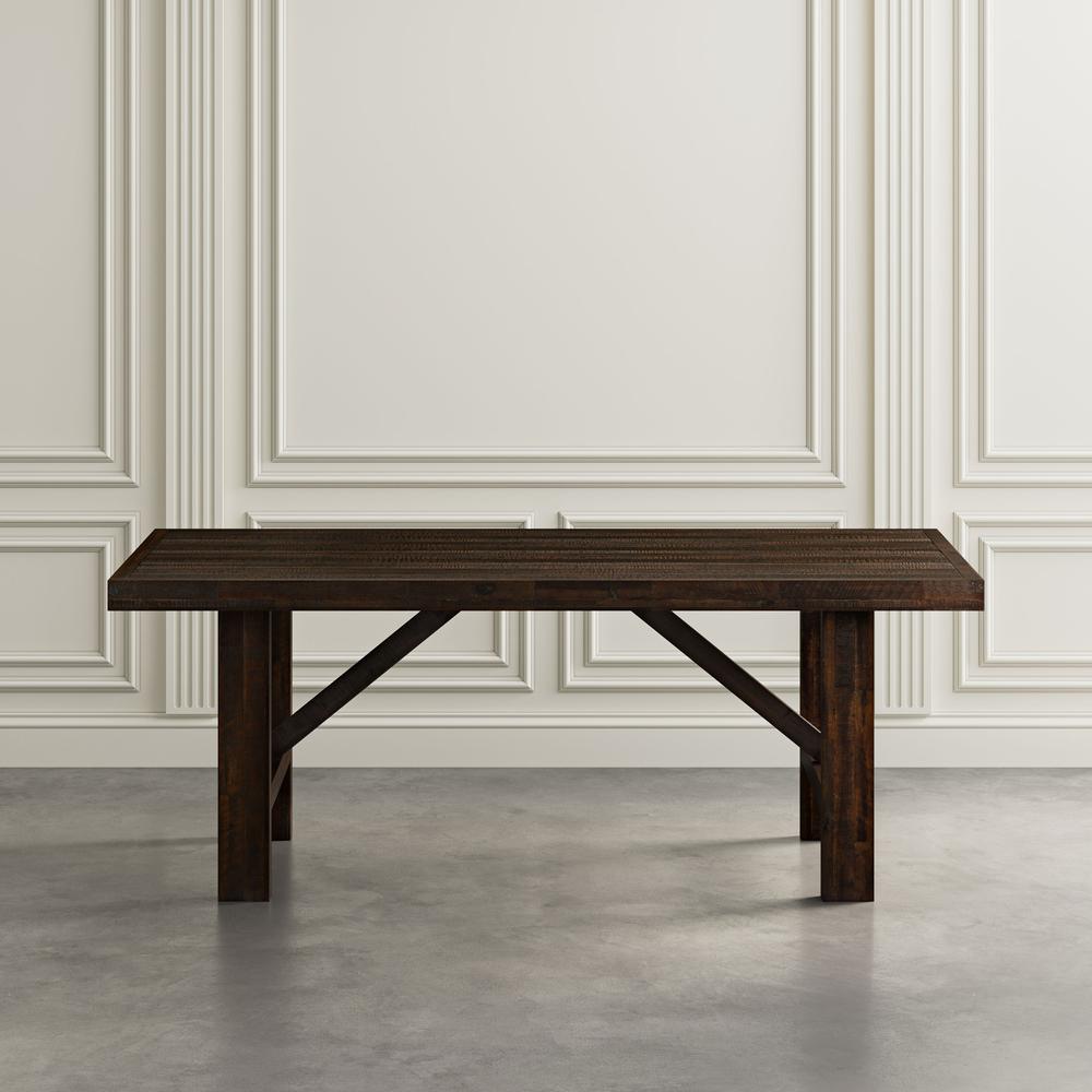 79" Distressed Rustic Solid Acacia Trestle Dining Table. Picture 9