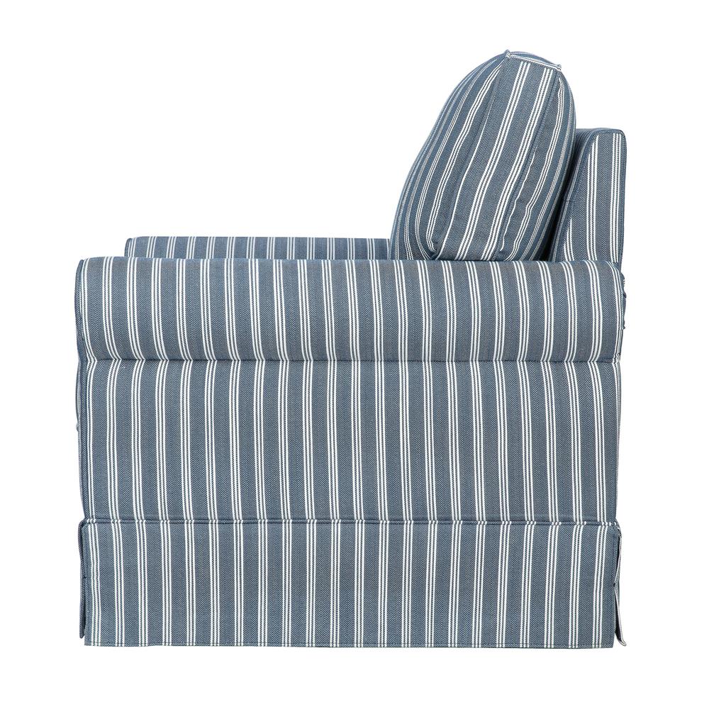 Traditional Striped Upholstered Skirted Swivel Accent Chair. Picture 5