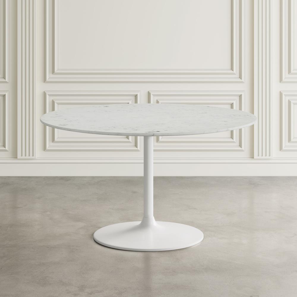 42" Modern Luxury Pedestal Round Marble Dining Table. Picture 6