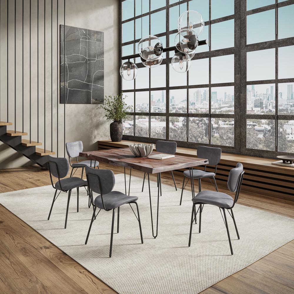 Modern Dining Set with Upholstered Contemporary Chairs - Slate and Grey. Picture 9
