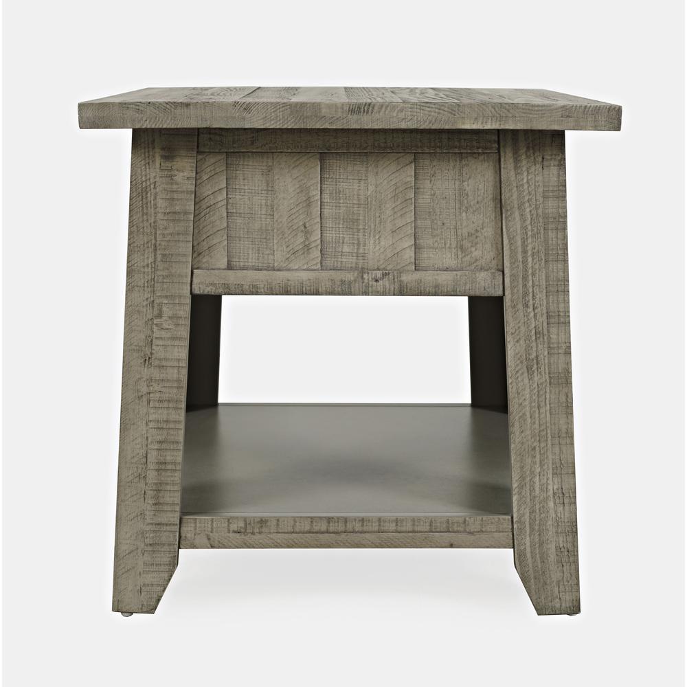 Rustic Distressed Acacia End Table with Storage. Picture 9