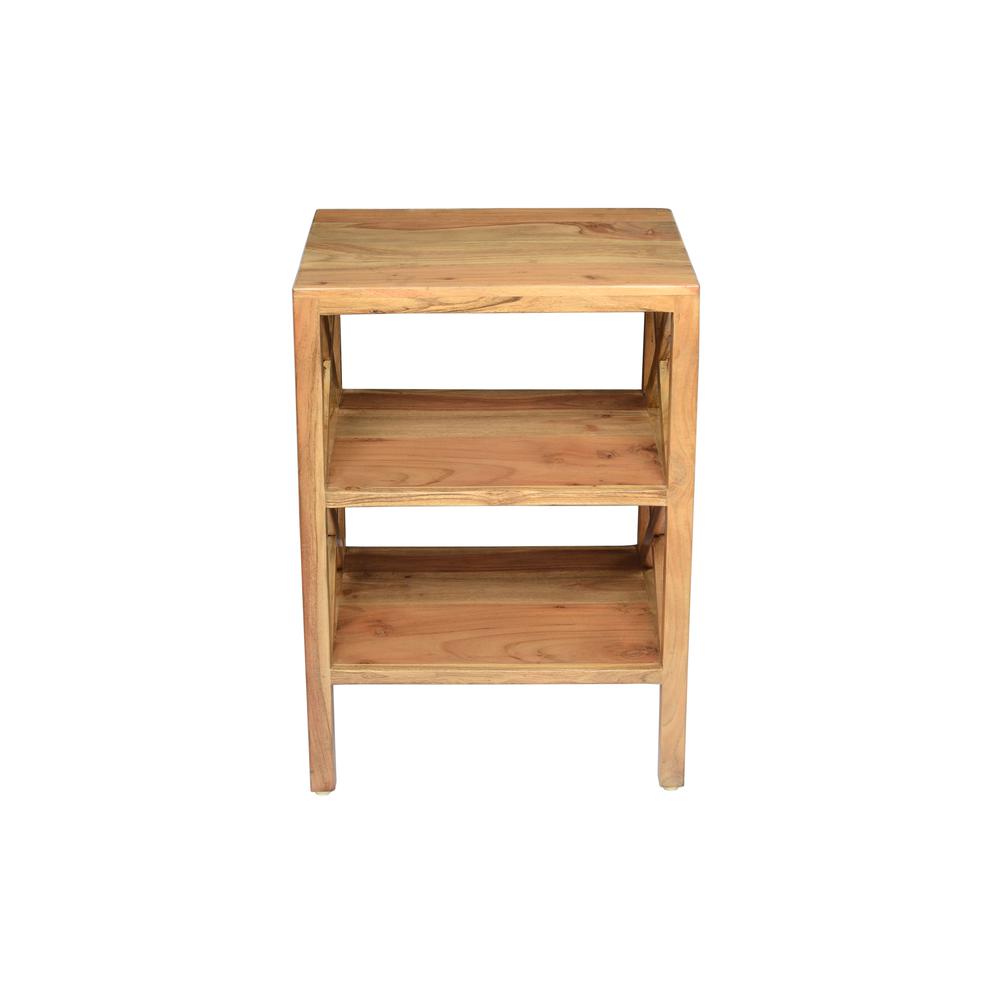 Solid Wood Rustic Modern X-Side Accent Bookcase with Two Shelves. Picture 1