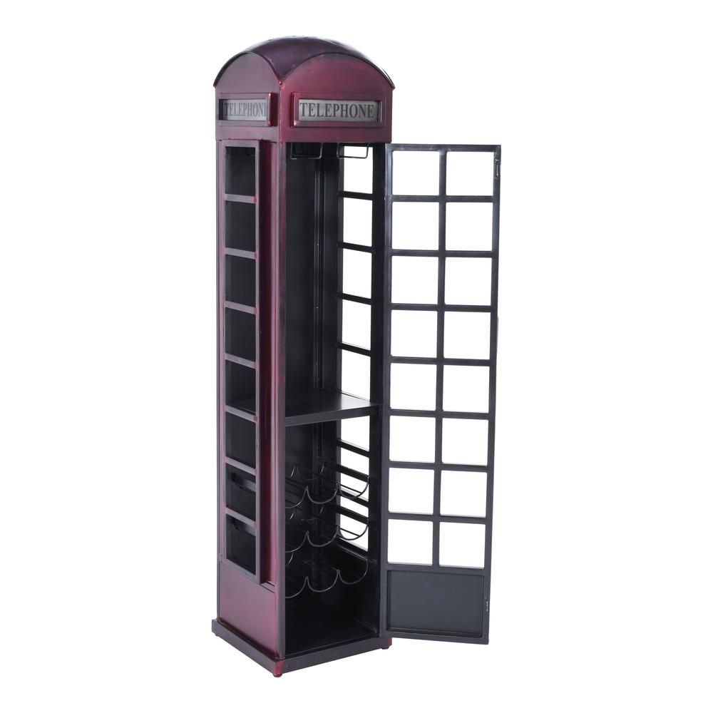 Telly Vintage Telephone Booth Lounge Bar Cabinet with Wine Rack and Storage. Picture 7