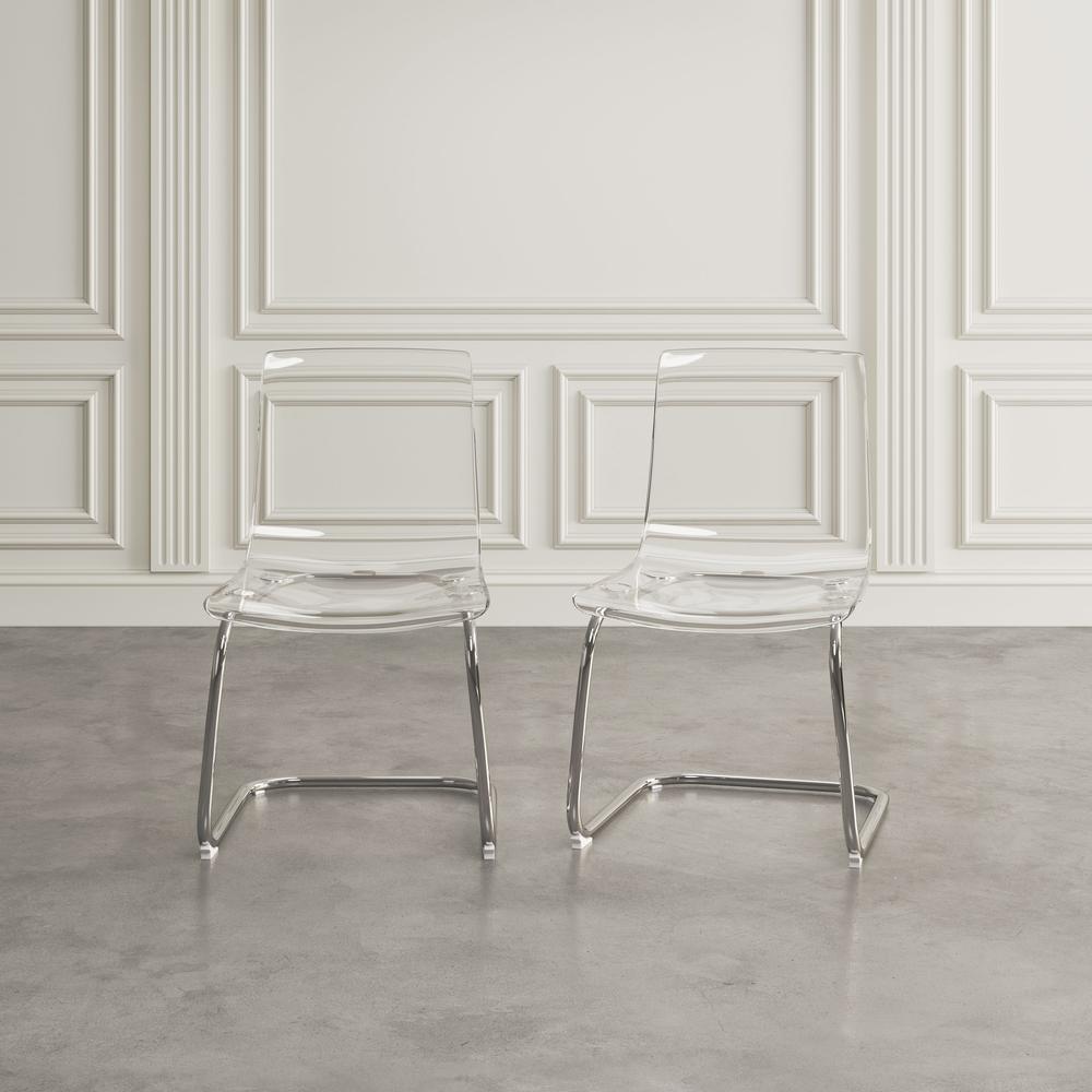 Clarity Modern Contemporary Clear Acrylic Dining Chair (Set of 2). Picture 7
