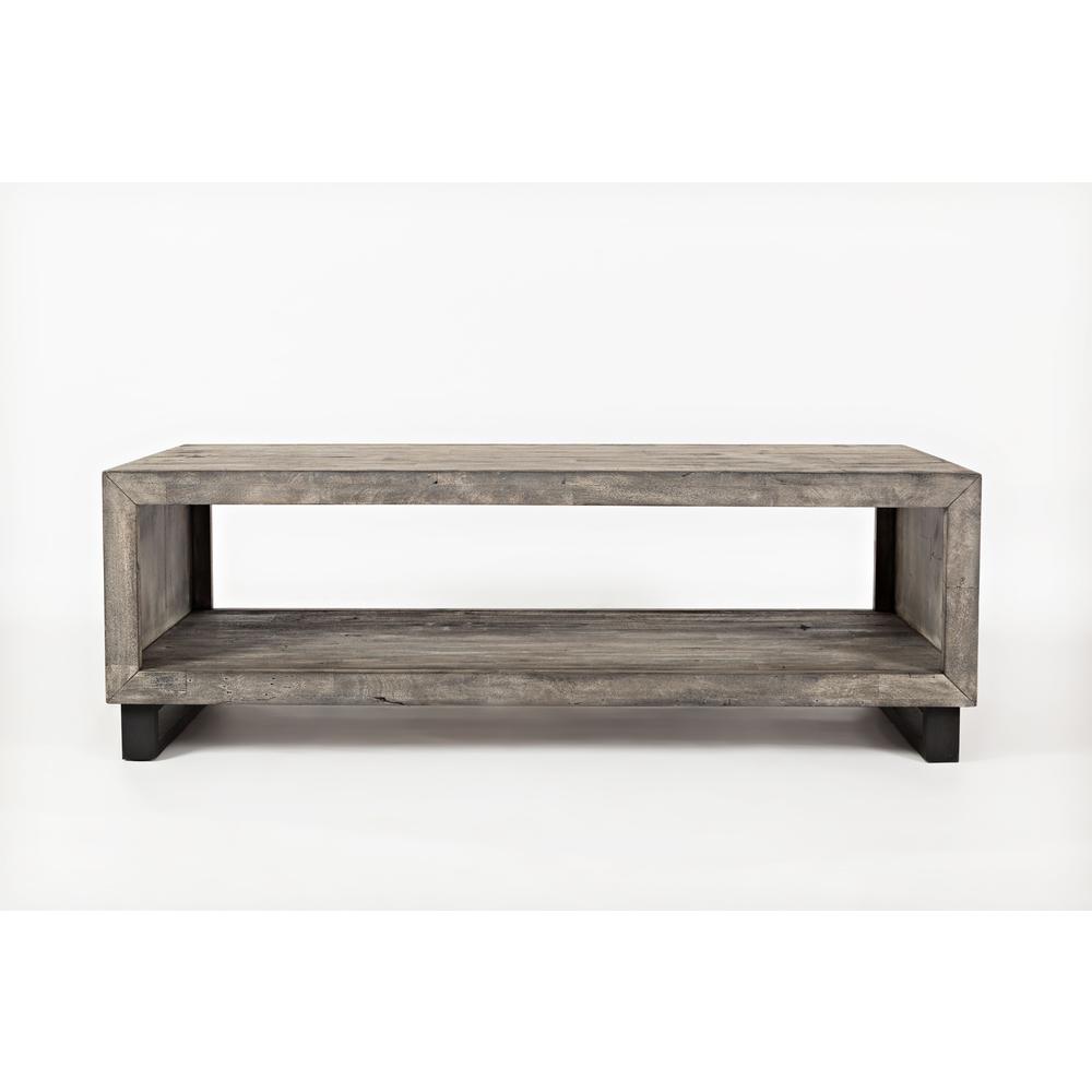 56" Modern Distressed Solid Wood Coffee Table. Picture 1