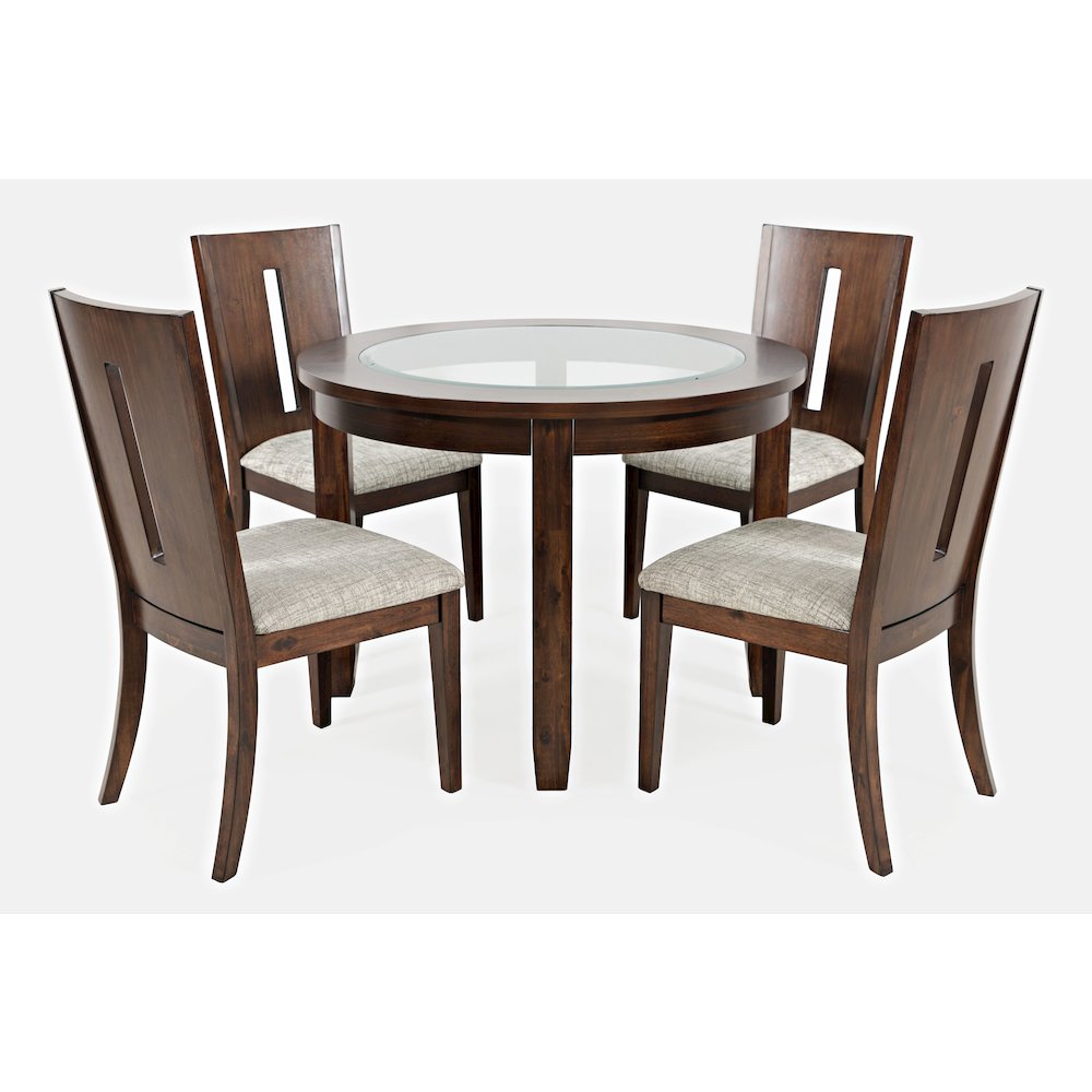 Urban Icon Contemporary 42" Round Five-Piece Dining Set with Upholstered Chairs. Picture 1