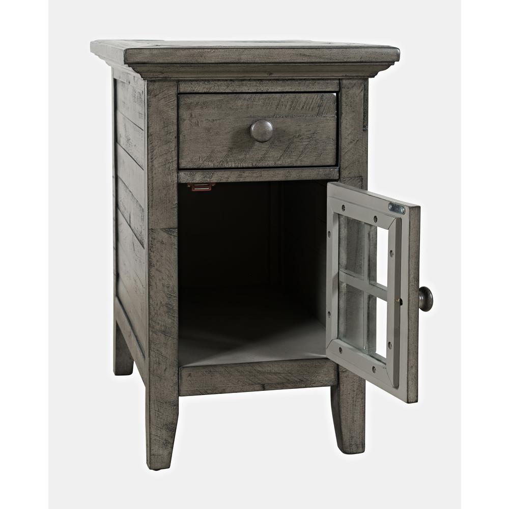 Distressed Acacia USB Charging Chairside End Table. Picture 9
