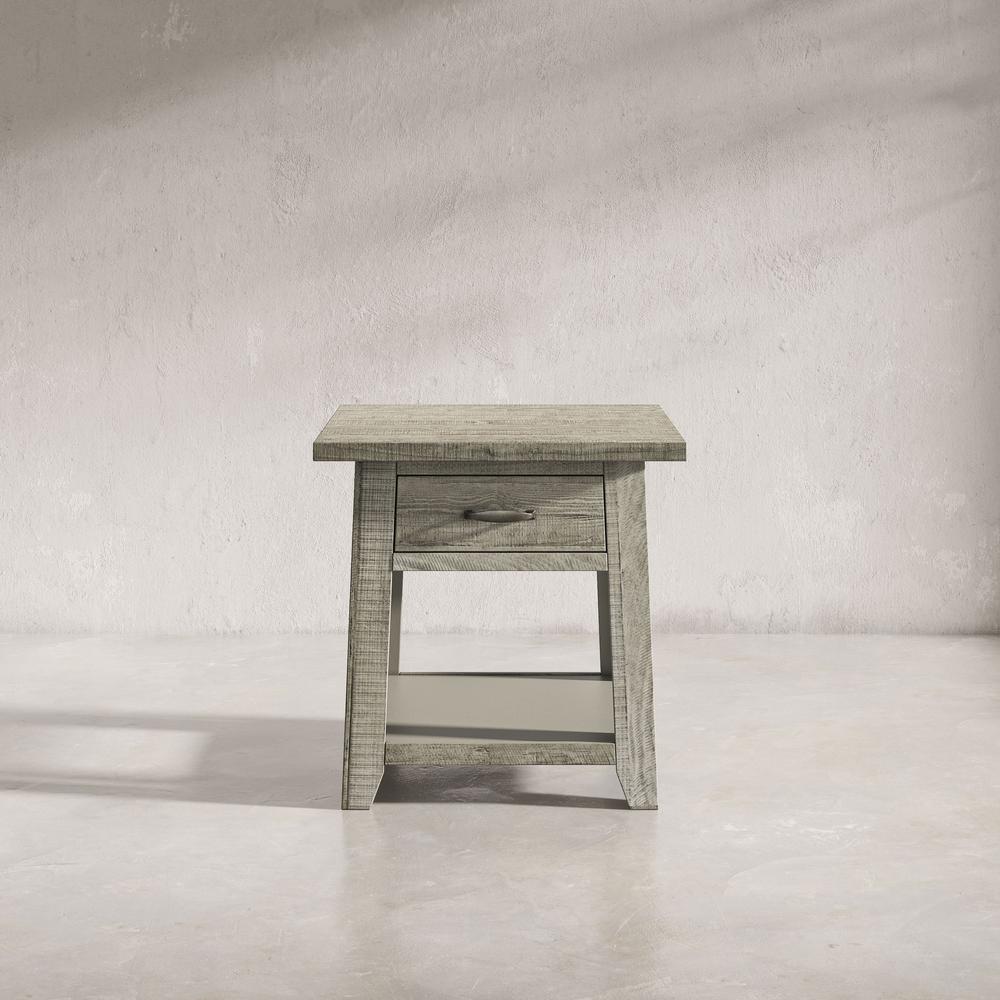 Rustic Distressed Acacia End Table with Storage. Picture 11