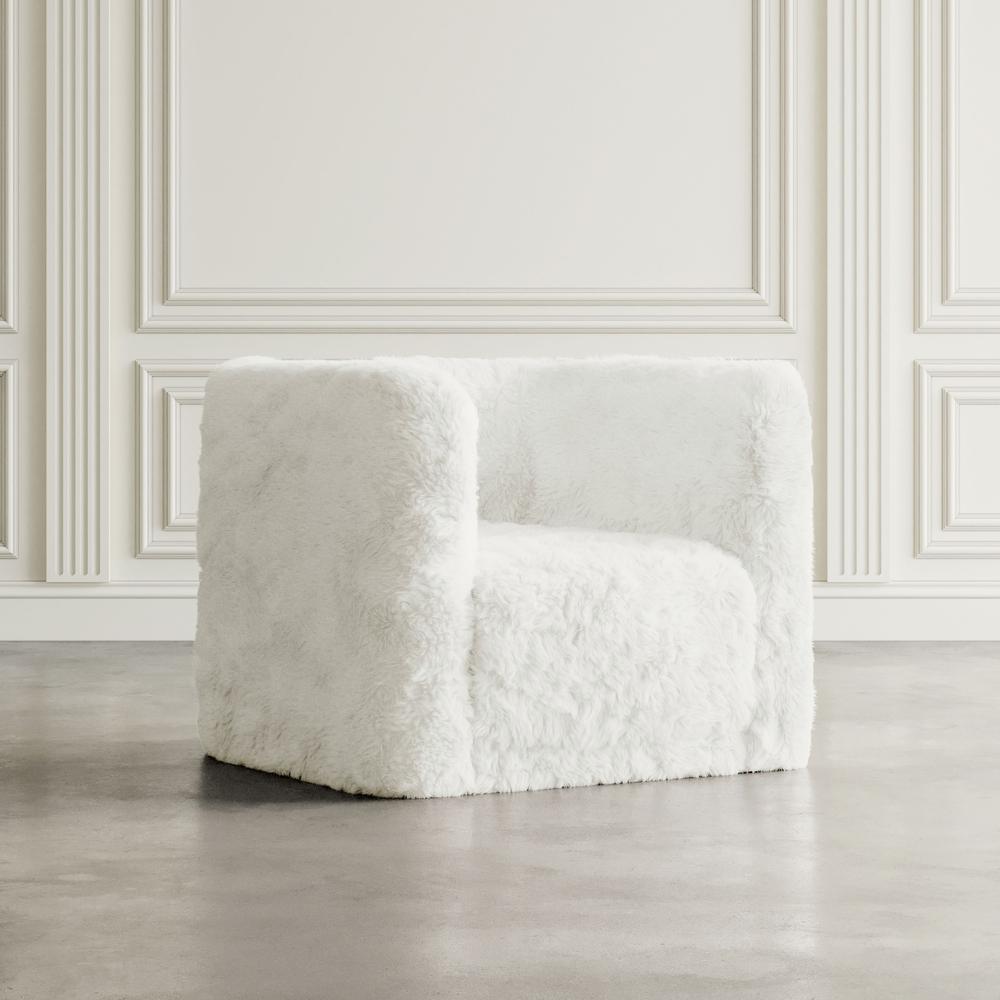 Luxury Plush Faux Fur Upholstered Swivel Accent Chair. Picture 10