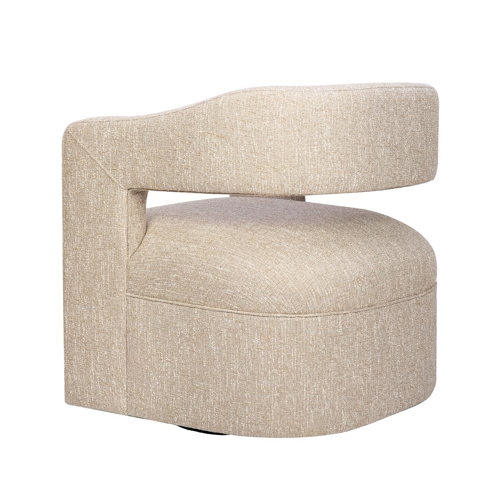 Modern Sculpted Curved Upholstered Swivel Accent Chair. Picture 3