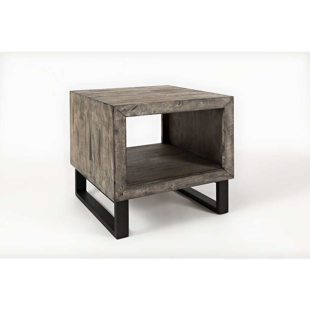 Mulholland Drive Modern Distressed Solid Wood End Table. Picture 3