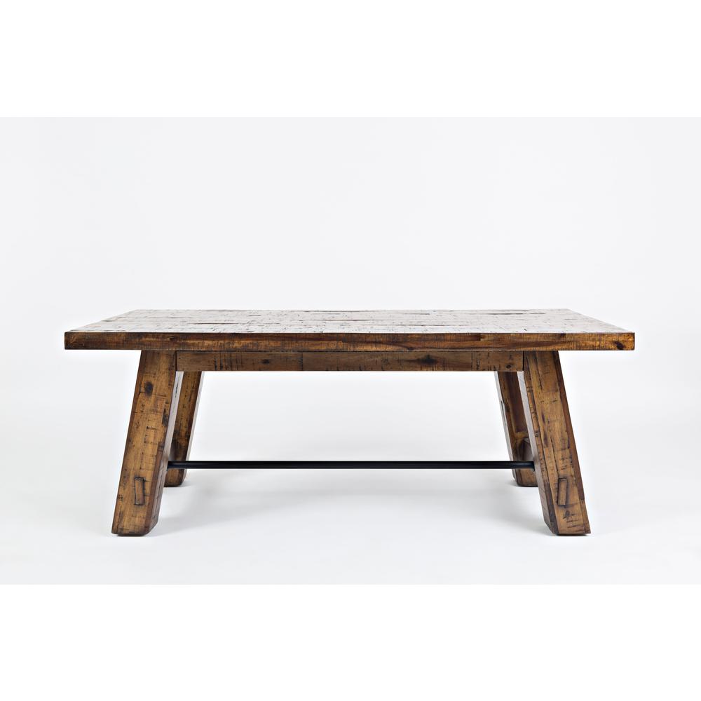 Rustic Distressed Industrial Trestle 50" Coffee Table. Picture 1