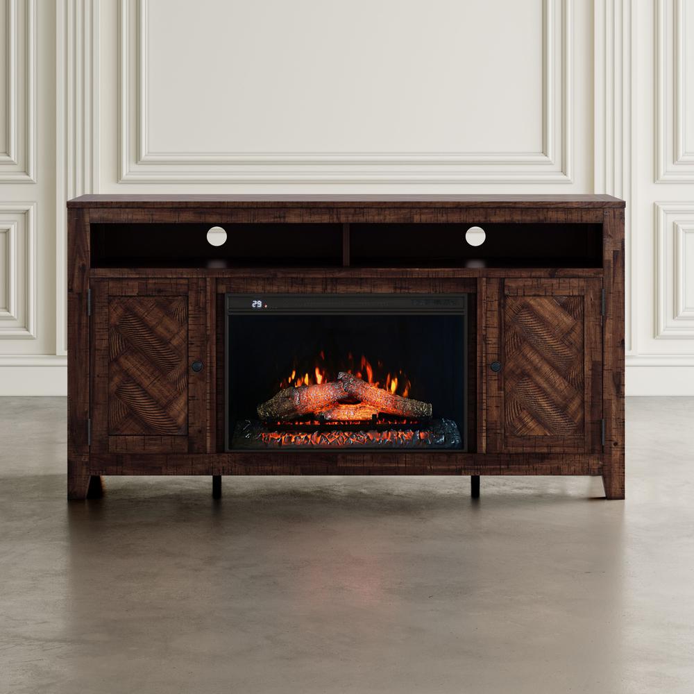 60" Chevron Fireplace Storage Console TV Stand with Electric Fireplace. Picture 13