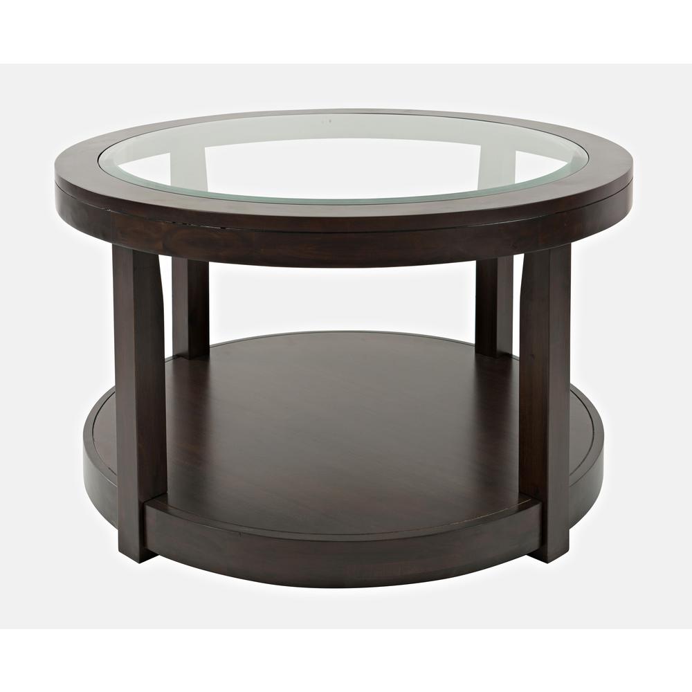 Contemporary Round Glass Inlay Coffee Table. Picture 1