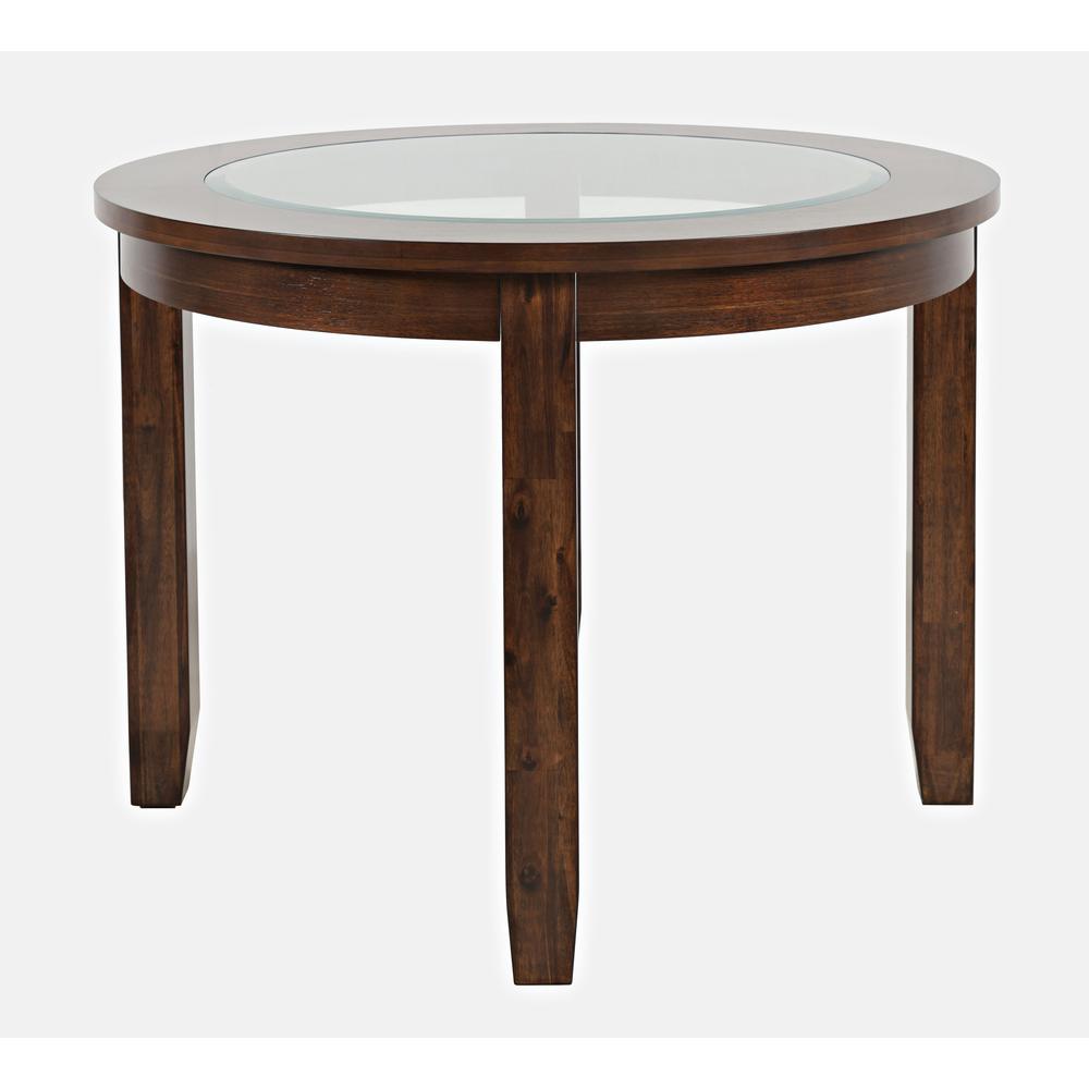 Contemporary 42" Round Glass Inlay Dining Table. Picture 3