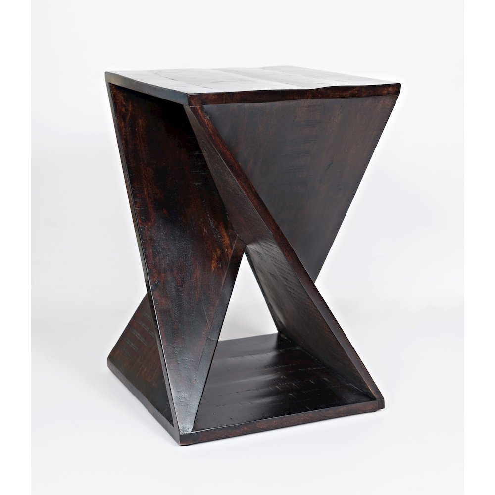 Global Archive Solid Mango Hardwood Modern Angled Jasper Table. Picture 2