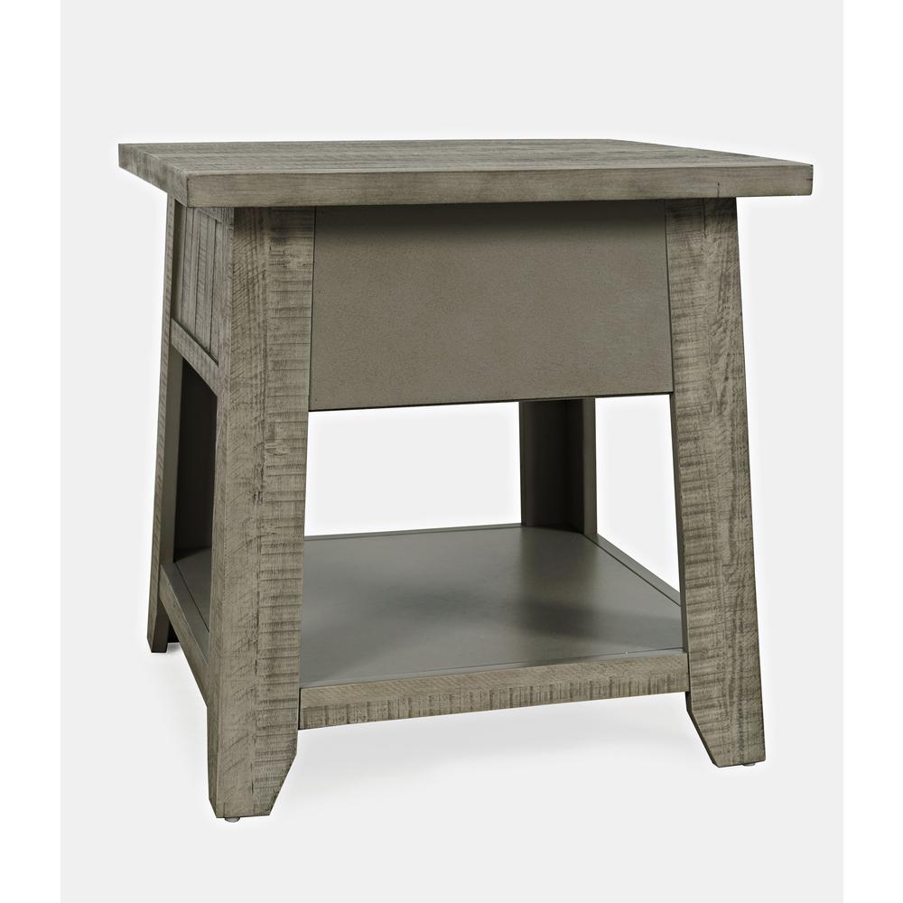 Rustic Distressed Acacia End Table with Storage. Picture 4