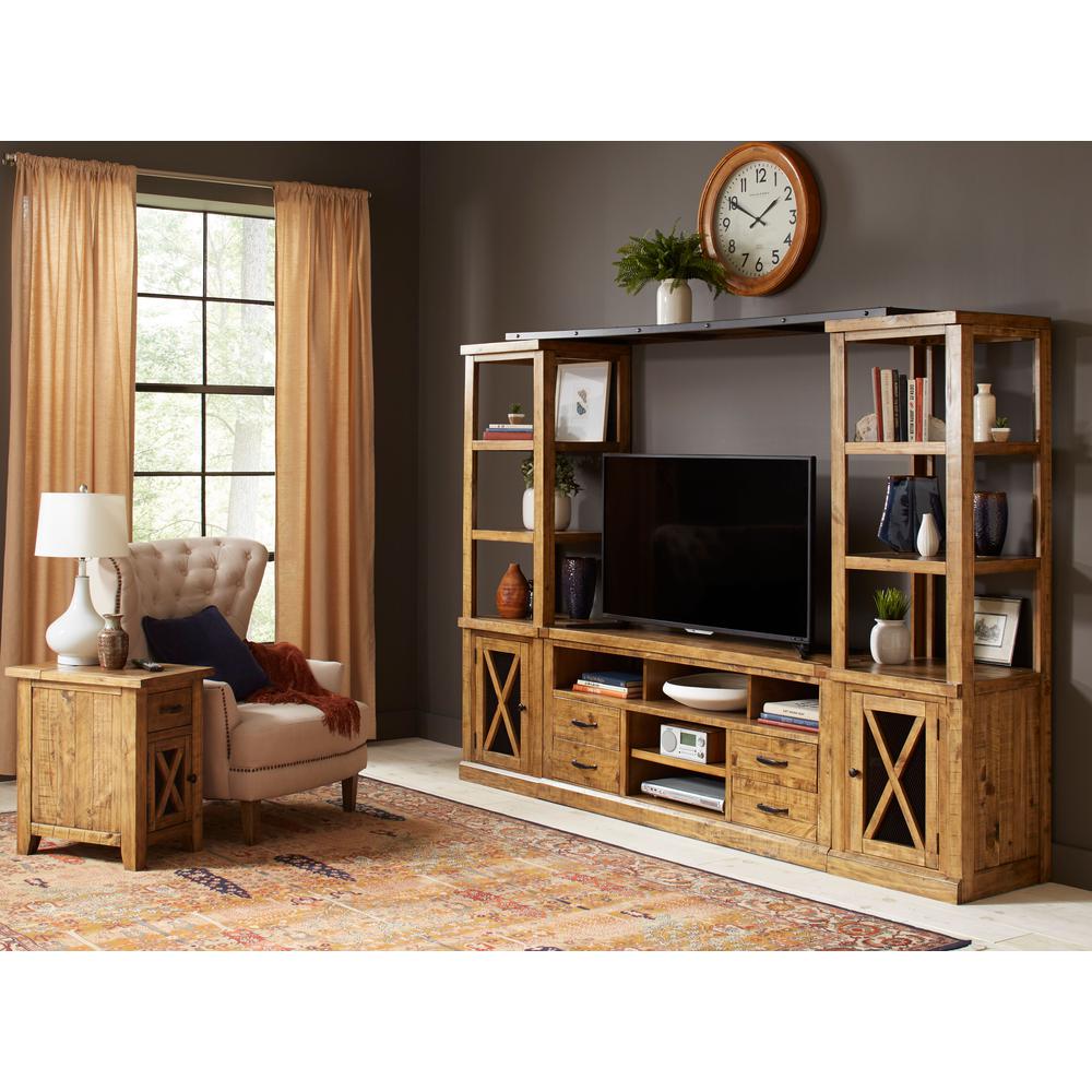 Rustic Distressed Pine Entertainment Center with 60" TV Console. Picture 6