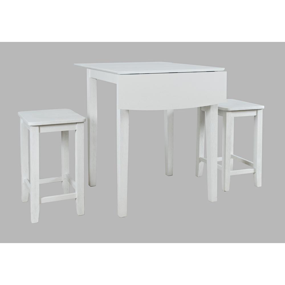 Coastal Wire-Brushed Acacia Three Piece Backless Counter Height Dining Set. Picture 2