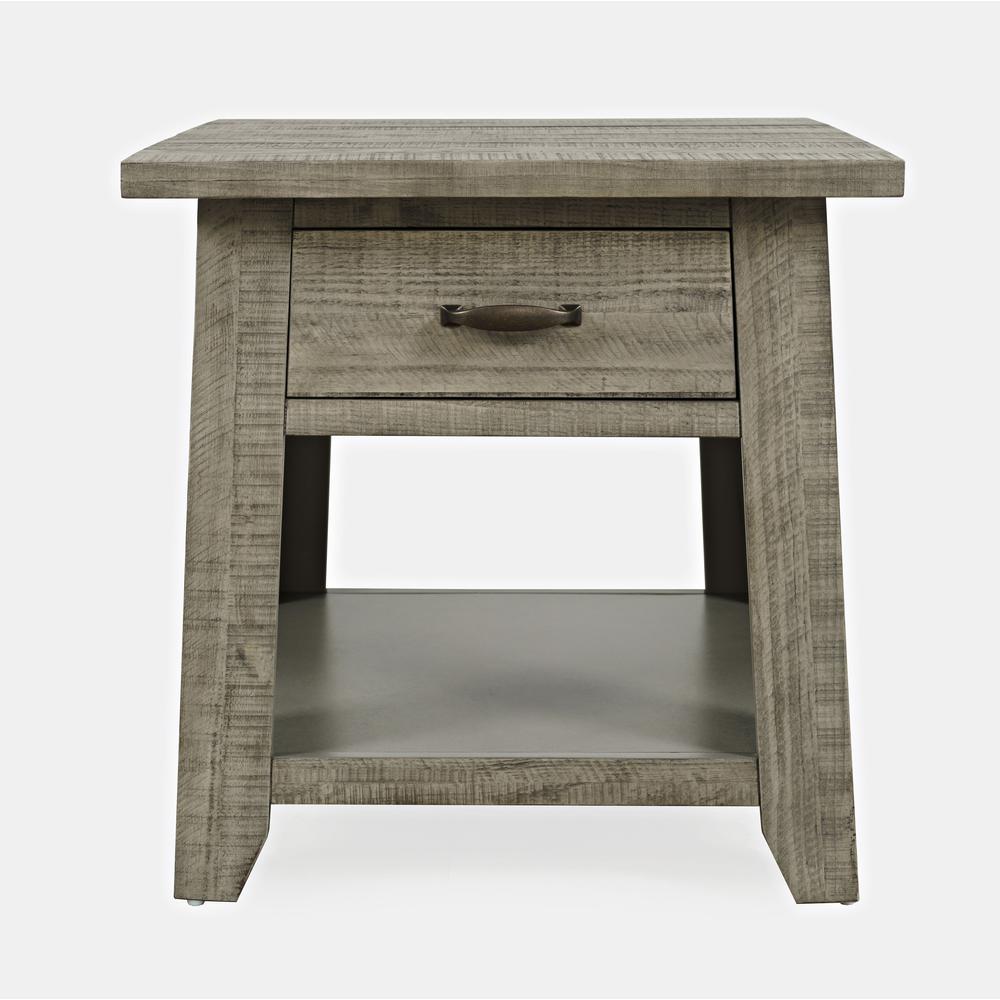 Rustic Distressed Acacia End Table with Storage. Picture 1