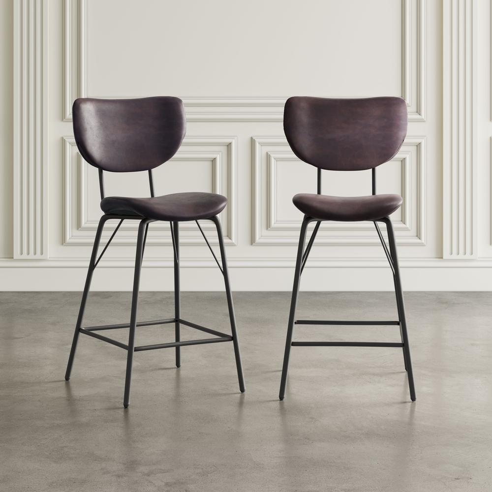 Modern Faux Leather Split-Back Upholstered Counter Height Barstool (Set of 2). Picture 10