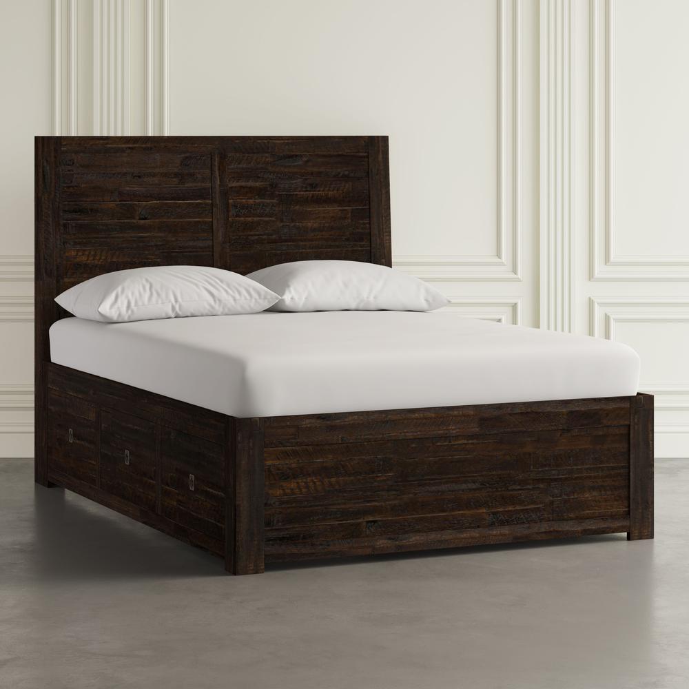 Distressed Rustic Solid Acacia King Storage Bed. Picture 8