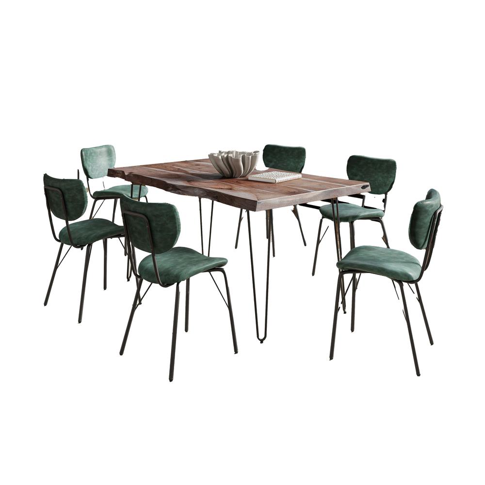 Modern Dining Set with Upholstered Contemporary Chairs - Slate and Jade. Picture 1
