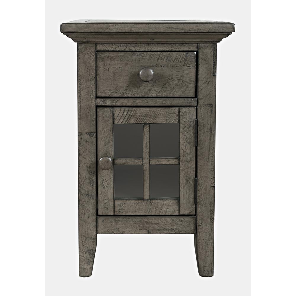 Distressed Acacia USB Charging Chairside End Table. Picture 1