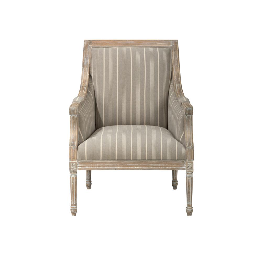 French Detailing Solid Wood Upholstered Accent Chair - KD. Picture 1