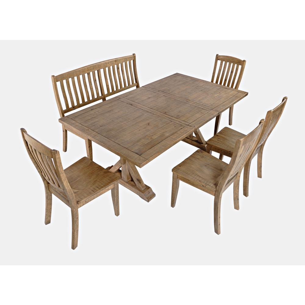 Solid Pine 78" Six-Piece Dining Set with Bench and Slat Chairs. Picture 2