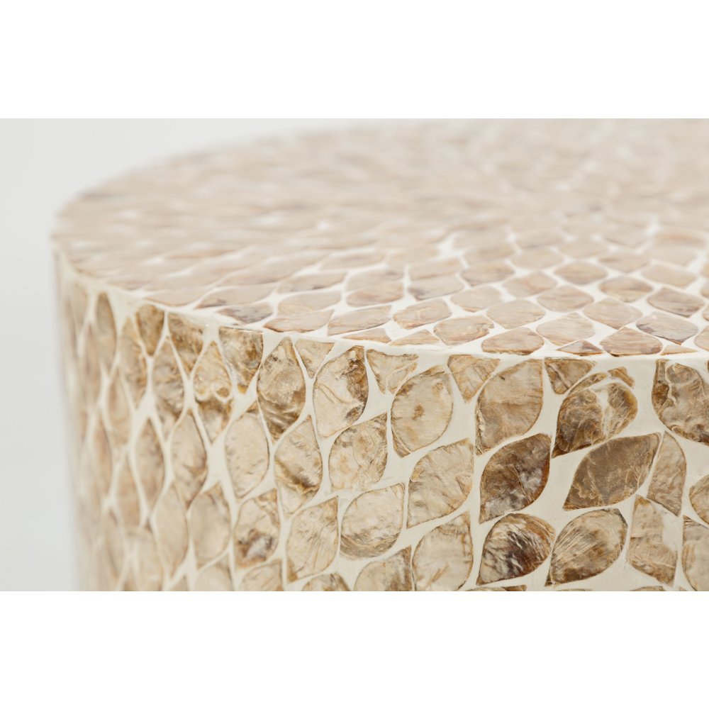 Global Archive Round Terrazzo Handcrafted Capiz Shell Accent Table. Picture 4