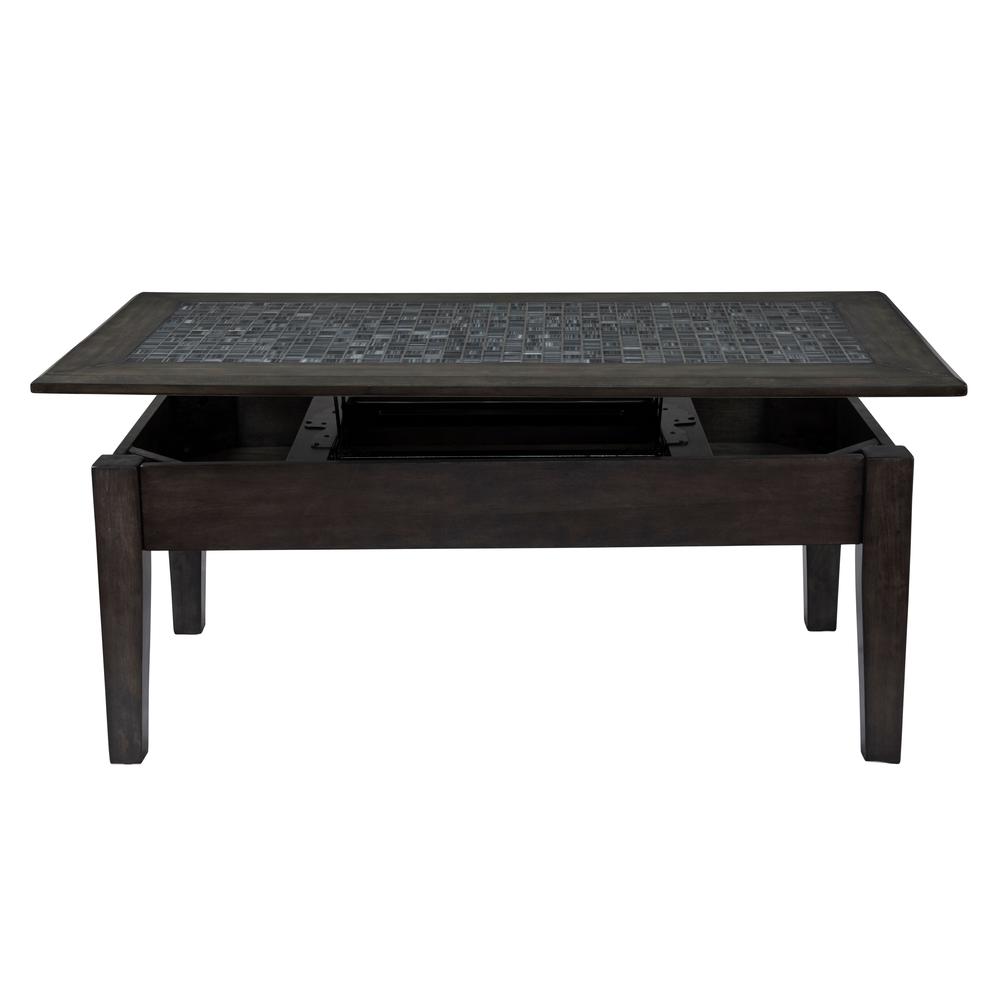 48" Lift Top Coffee Table with Mosaic Tile Inlay. Picture 1