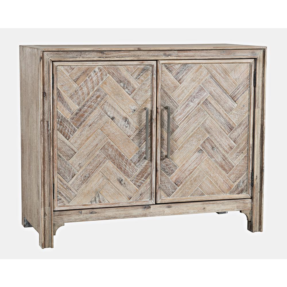 Mid-Century Modern Chevron Two Door 40" Accent Chest. Picture 2