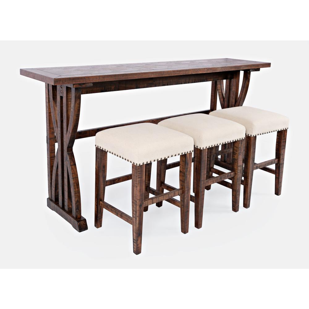 Transitional Herringbone Counter Height Four Piece Console 74" Dining Table Set. Picture 2