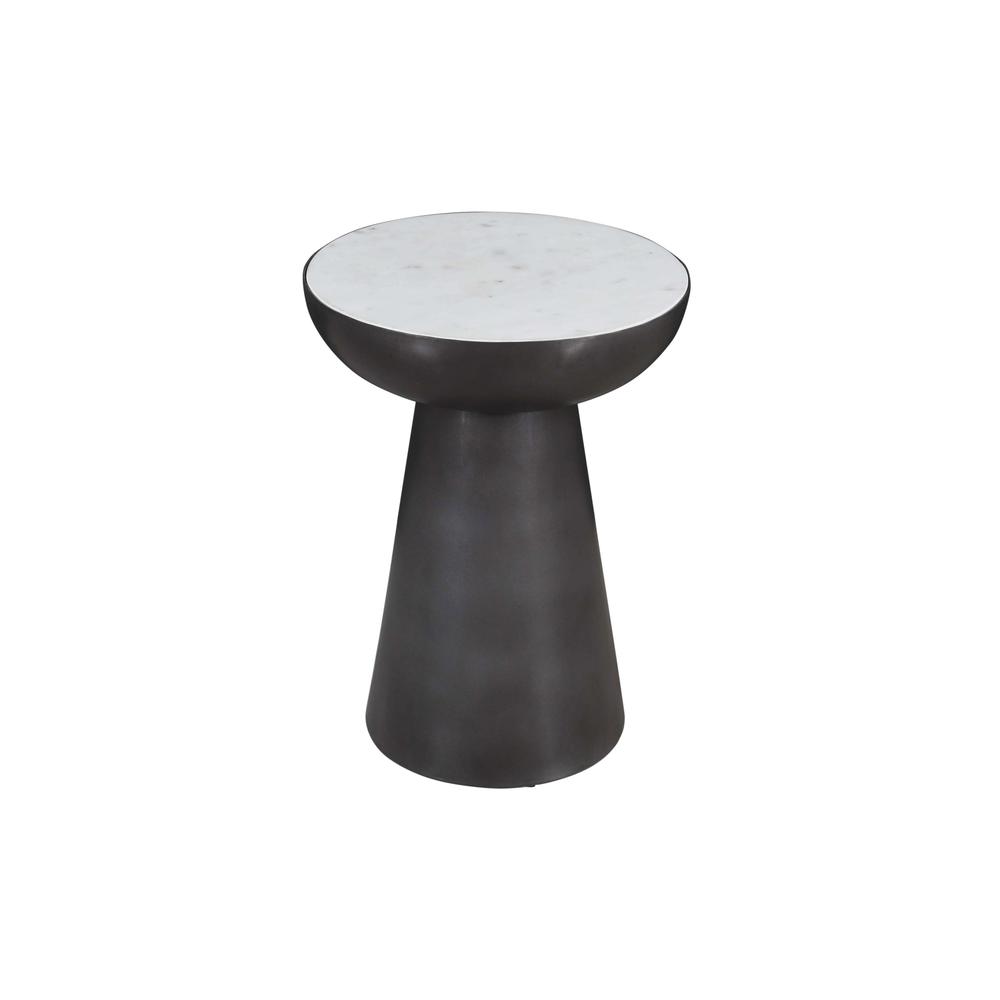 Modern Luxury Marble and Iron 15" Round Pedestal Chairside End Table. Picture 2