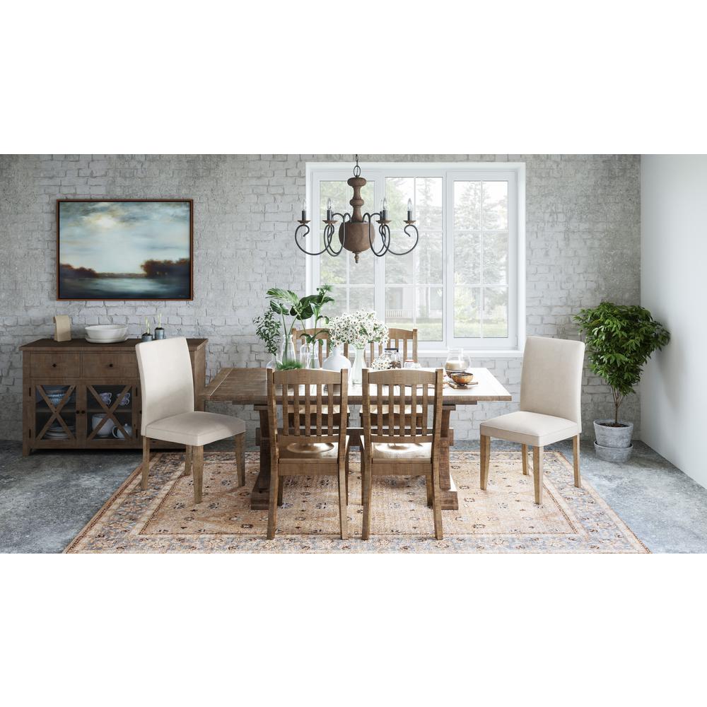 Modern Rustic Distressed Pine Upholstered Parsons Dining Chair (Set of 2). Picture 8