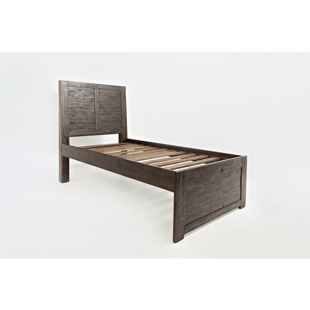 Rustic Distressed Acacia Twin Panel Bed. Picture 1