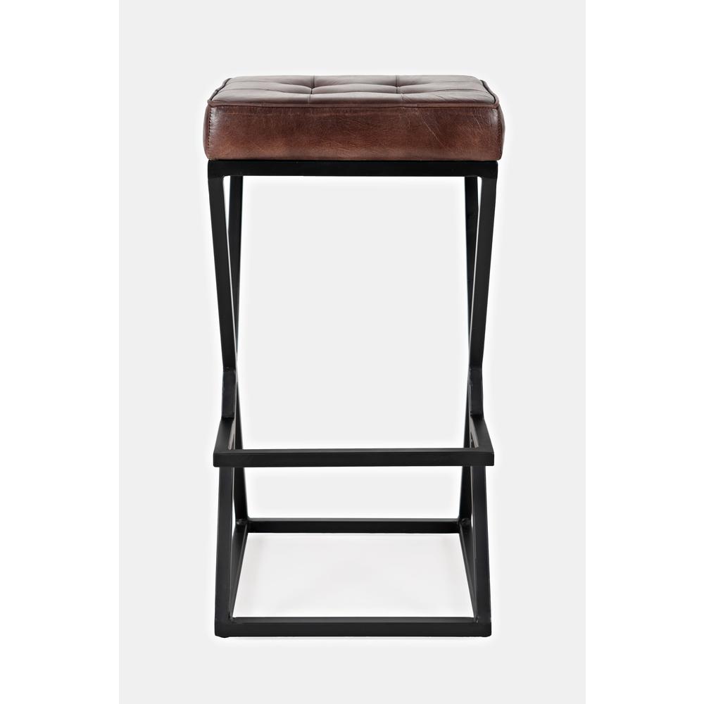 ed Modern Leather Backless Stool. Picture 2