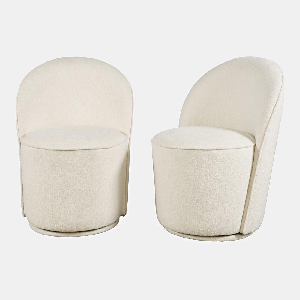 Mid-Century Modern Upholstered Swivel Dining Chair (Set of 2). Picture 1