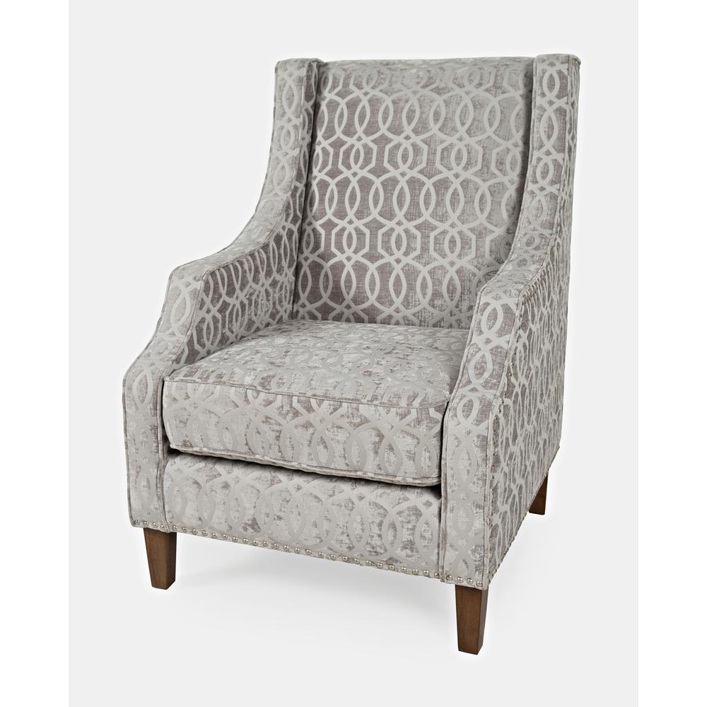 Upholstered Geometric Pattern Accent Chair with Nailhead Trim. Picture 2