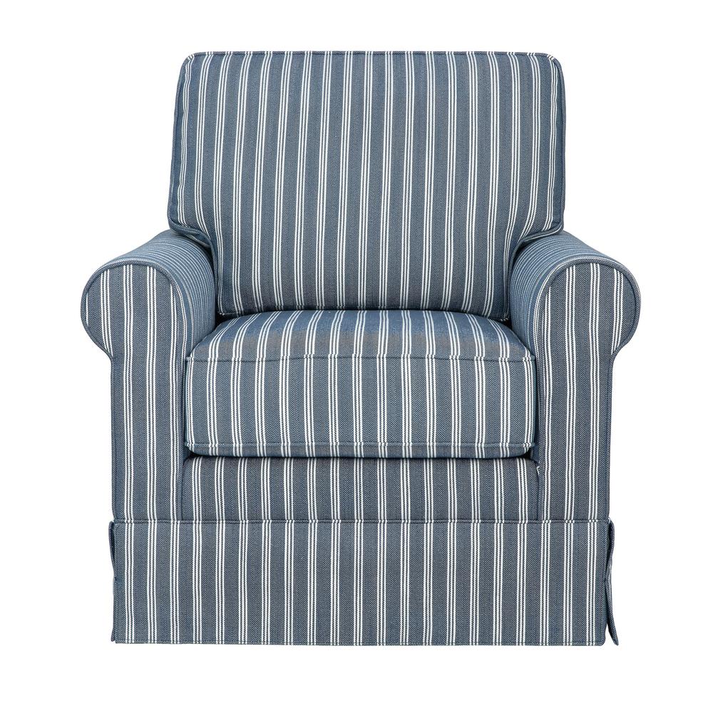 Traditional Striped Upholstered Skirted Swivel Accent Chair. Picture 1