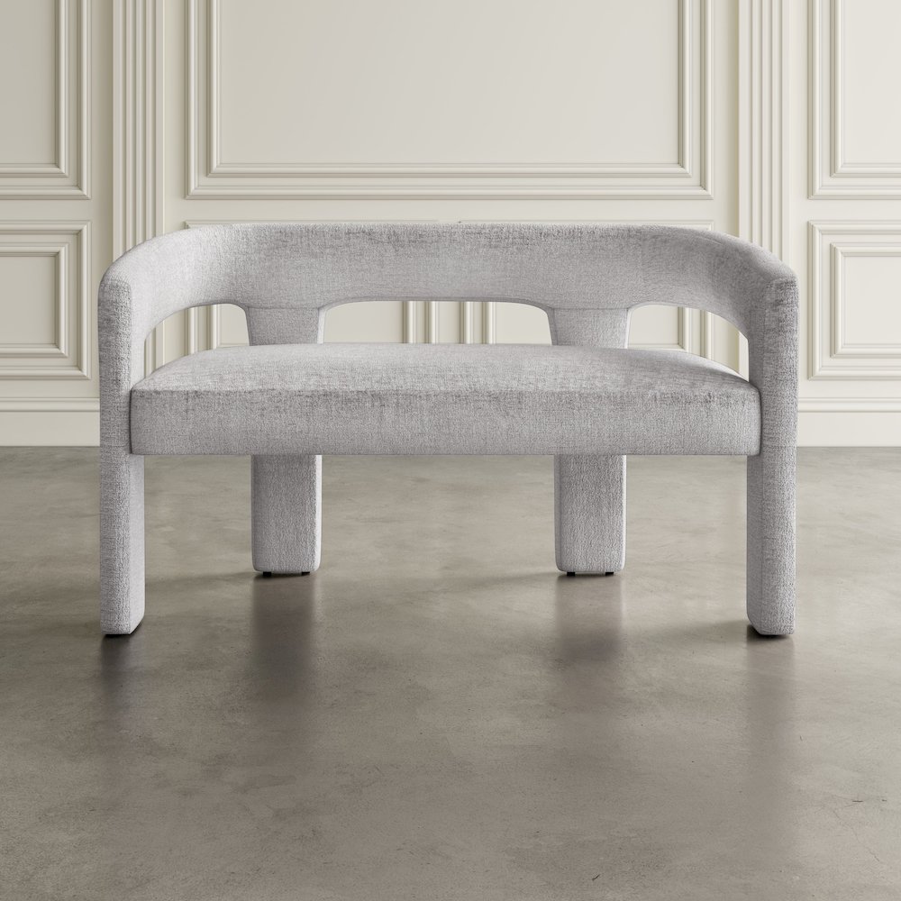 Gwen Modern Luxury Jacquard Fabric Upholstered Sculpture Bench. Picture 6