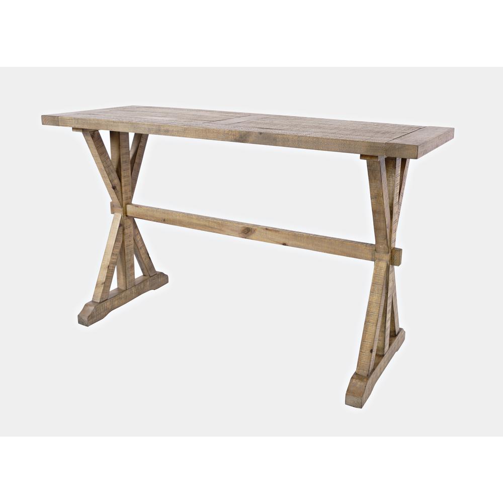 Modern Rustic Distressed Solid Wood Pine Sofa Table with Trestle. Picture 2