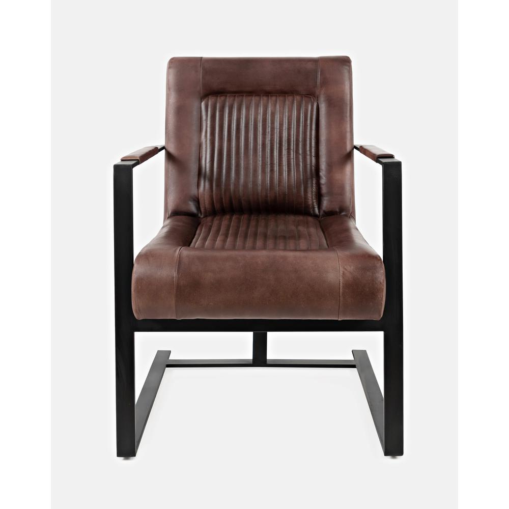 Genuine Leather Sled Chair Dark Sienna. Picture 1