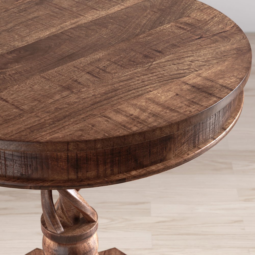 Global Archive Hand Carved Solid Mango Wood Pedestal Table. Picture 3