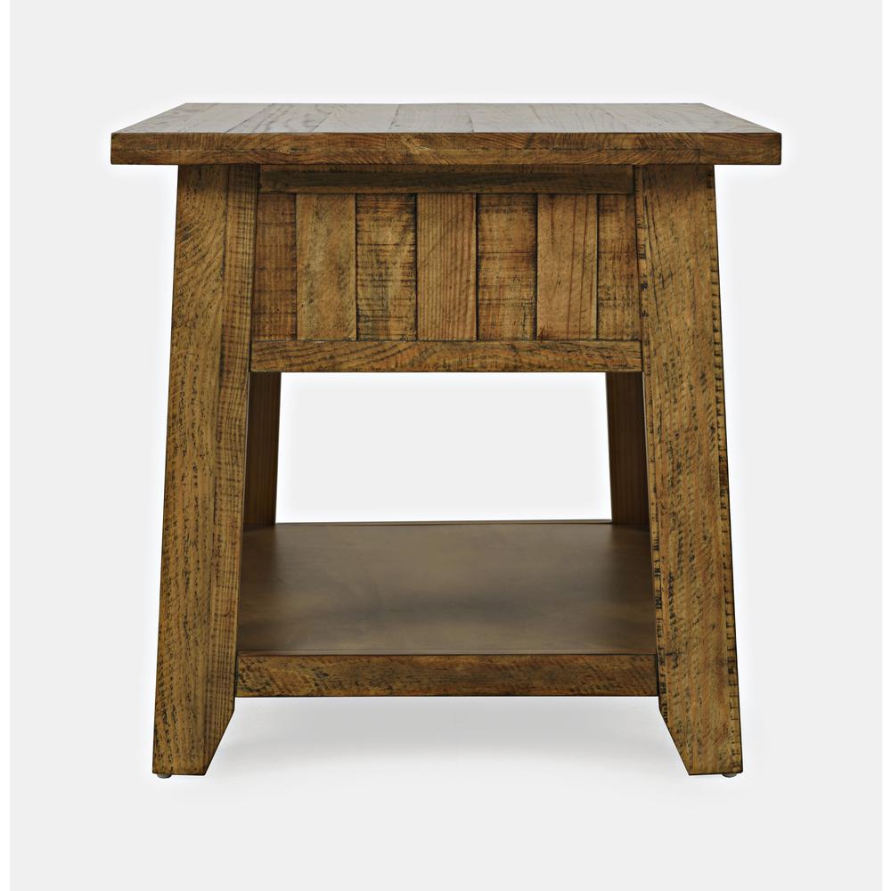 Rustic Distressed Acacia End Table with Storage. Picture 7