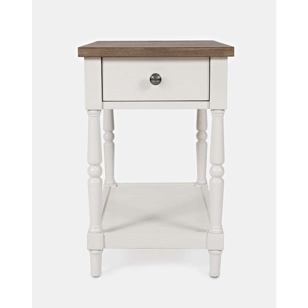 Country Farmhouse USB Charging Chair Side Table. Picture 1