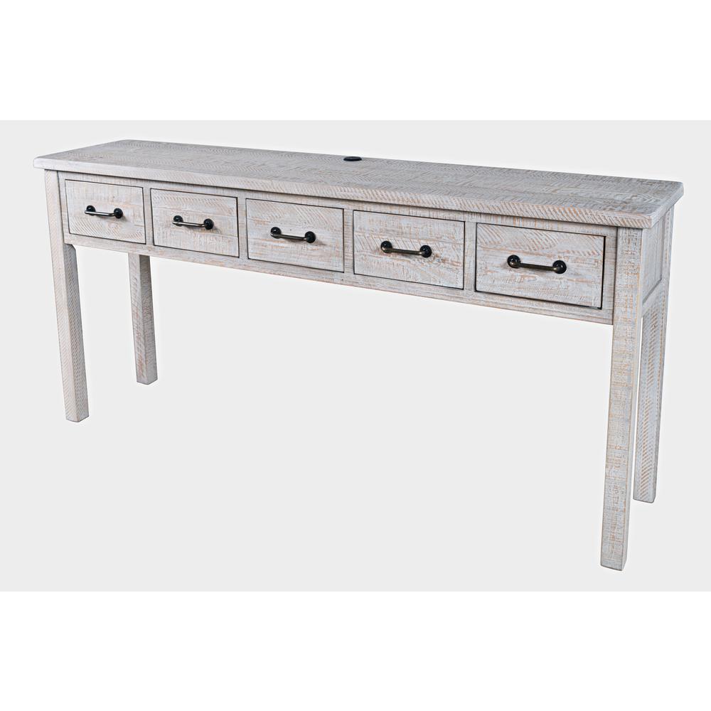 67" Washed Finish Five Drawer USB Charging Sofa Table. Picture 2