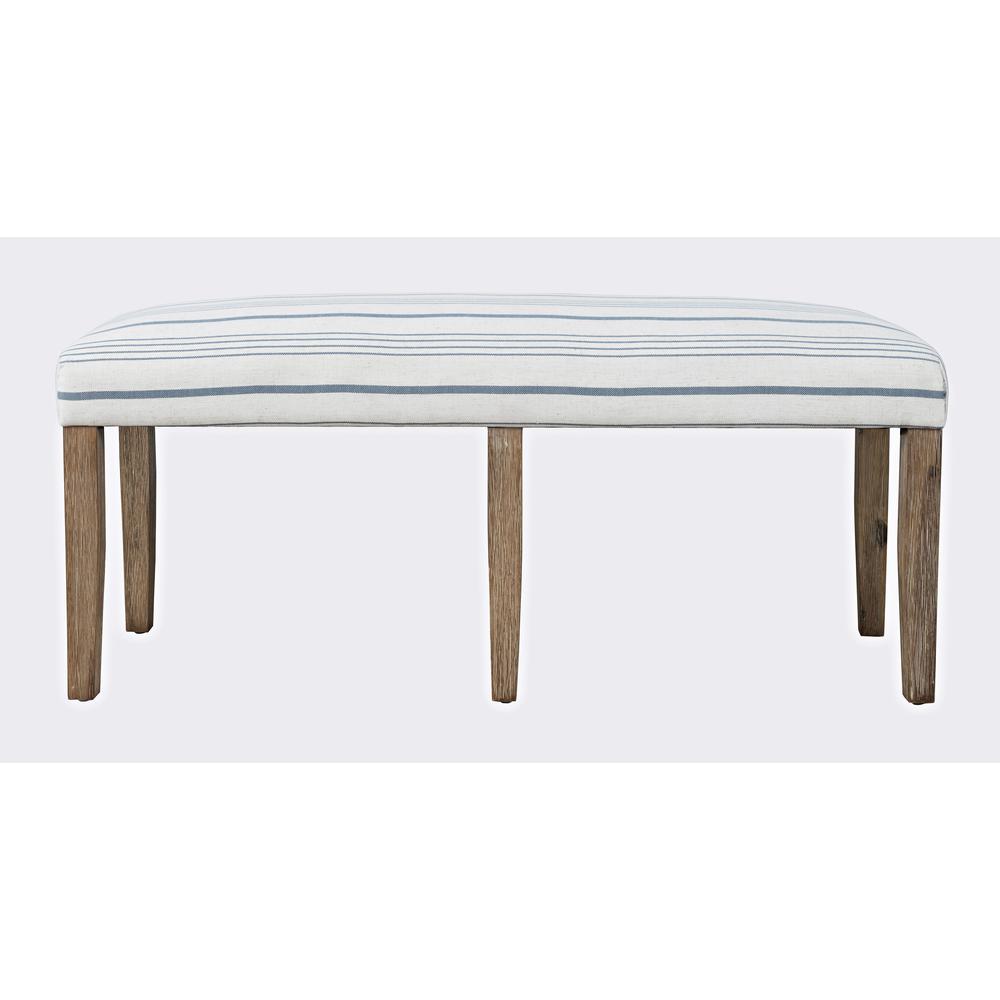 Coastal Wire-Brushed Acacia 46" Upholstered Dining Bench. Picture 8